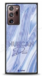 Dafoni Glossy Samsung Galaxy Note 20 Ultra Kişiye Özel Simli Cornflower Mermer Kılıf - Dafoni