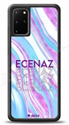 Dafoni Glossy Samsung Galaxy S20 Plus Kişiye Özel Simli Rainbow Mermer Kılıf - Dafoni