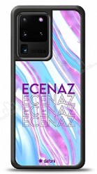 Dafoni Glossy Samsung Galaxy S20 Ultra Kişiye Özel Simli Rainbow Mermer Kılıf - Dafoni