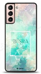 Dafoni Glossy Samsung Galaxy S21 Kişiye Özel Simli Renkli Mermer Kılıf - Dafoni