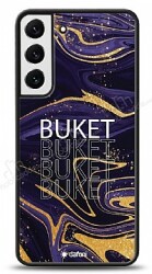Dafoni Glossy Samsung Galaxy S22 Plus 5G Kişiye Özel Simli Mor Mermer Kılıf - Dafoni