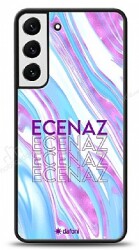 Dafoni Glossy Samsung Galaxy S22 Plus 5G Kişiye Özel Simli Rainbow Mermer Kılıf - Dafoni