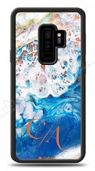 Dafoni Glossy Samsung Galaxy S9 Plus Kişiye Özel Çift Harf Simli Okyanus Mermer Kılıf - Dafoni