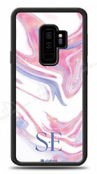 Dafoni Glossy Samsung Galaxy S9 Plus Kişiye Özel Çift Harf Simli Pembe Mermer Kılıf - Dafoni
