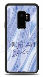 Dafoni Glossy Samsung Galaxy S9 Plus Kişiye Özel Simli Cornflower Mermer Kılıf - Dafoni