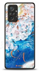 Dafoni Glossy Xiaomi Redmi Note 10 Pro Kişiye Özel Çift Harf Simli Okyanus Mermer Kılıf - Dafoni