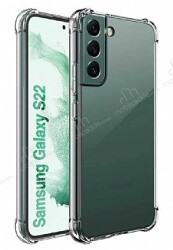 Dafoni Hummer Samsung Galaxy S22 5G Süper Koruma Kamera Korumalı Silikon Kenarlı Şeffaf Kılıf - Dafoni