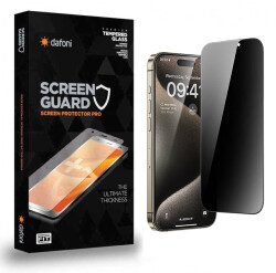 Dafoni iPhone 15 Pro Full Privacy Tempered Glass Premium Cam Ekran Koruyucu - Dafoni