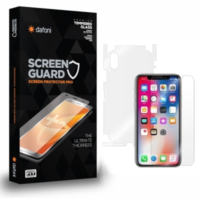 Dafoni iPhone X / XS Full Darbe Emici Şeffaf Ön+Arka Ekran Koruyucu Film - Dafoni