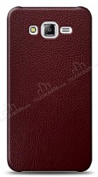 Dafoni Samsung Galaxy J7 / Galaxy J7 Core Bordo Deri Görünümlü Telefon Kaplama - Dafoni