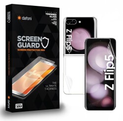 Dafoni Samsung Galaxy Z Flip 5 Curve Darbe Emici Şeffaf Ön +Arka Ekran Koruyucu Film - Dafoni