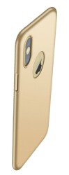 Dafoni Suede Fibre iPhone X / XS Tam Kenar Koruma Gold Rubber Kılıf - 1