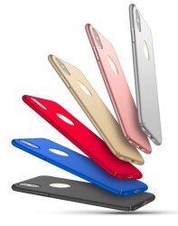 Dafoni Suede Fibre iPhone X / XS Tam Kenar Koruma Gold Rubber Kılıf - 3