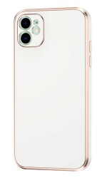 Eiroo Borderline iPhone 12 Kamera Korumalı Beyaz Silikon Kılıf - Eiroo