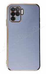 Eiroo Borderline Oppo Reno 5 Lite Kamera Korumalı Mavi Silikon Kılıf - Eiroo