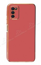 Eiroo Borderline Samsung Galaxy A03s Kamera Korumalı Kırmızı Silikon Kılıf - Eiroo