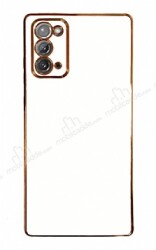 Eiroo Borderline Samsung Galaxy Note 20 Kamera Korumalı Beyaz Silikon Kılıf - Eiroo