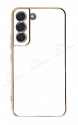Eiroo Borderline Samsung Galaxy S22 5G Kamera Korumalı Beyaz Silikon Kılıf - Eiroo
