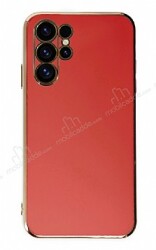 Eiroo Borderline Samsung Galaxy S23 Ultra Kamera Korumalı Kırmızı Silikon Kılıf - Eiroo