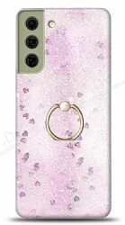 Eiroo Bright Samsung Galaxy S21 FE 5G Sulu Simli Pembe Silikon Kılıf - Eiroo
