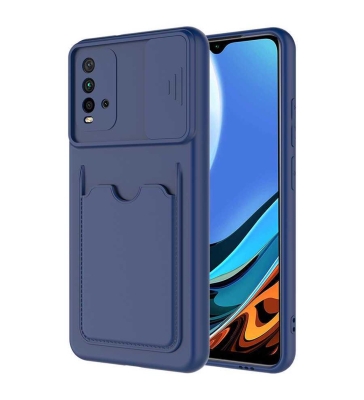 Eiroo Card-X Xiaomi Poco M3 Kamera Korumalı Lacivert Silikon Kılıf - Eiroo