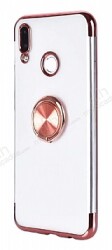 Eiroo Clear Ring Samsung Galaxy A10S Rose Gold Kenarlı Silikon Kılıf - Eiroo