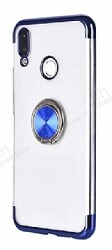 Eiroo Clear Ring Xiaomi Redmi Note 6 Pro Lacivert Kenarlı Silikon Kılıf - Eiroo