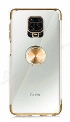 Eiroo Clear Ring Xiaomi Redmi Note 9 Pro Gold Kenarlı Silikon Kılıf - Eiroo
