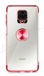 Eiroo Clear Ring Xiaomi Redmi Note 9S / Pro Kırmızı Kenarlı Silikon Kılıf - Eiroo
