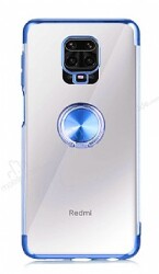Eiroo Clear Ring Xiaomi Redmi Note 9S / Pro Lacivert Kenarlı Silikon Kılıf - Eiroo