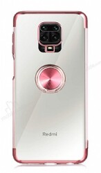 Eiroo Clear Ring Xiaomi Redmi Note 9S / Pro Rose Gold Kenarlı Silikon Kılıf - Eiroo