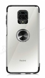 Eiroo Clear Ring Xiaomi Redmi Note 9S / Pro Siyah Kenarlı Silikon Kılıf - Eiroo
