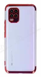 Eiroo Electro Xiaomi Mi 10 Lite Kırmızı Kenarlı Şeffaf Silikon Kılıf - Eiroo