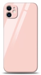 Eiroo iPhone 12 Mini Kamera Korumalı Silikon Kenarlı Pembe Cam Kılıf - 1