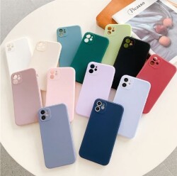 Eiroo iPhone 12 Mini Kamera Korumalı Silikon Kenarlı Pembe Cam Kılıf - 3