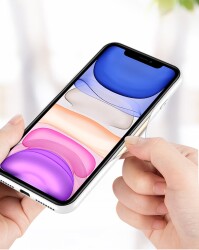Eiroo iPhone X / XS Silikon Kenarlı Mavi Cam Kılıf - 5