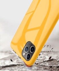 Eiroo iPhone X / XS Silikon Kenarlı Turuncu Cam Kılıf - 4