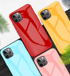 Eiroo iPhone X / XS Silikon Kenarlı Turuncu Cam Kılıf - 6