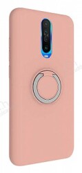Eiroo Lansman Xiaomi Redmi K30 Selfie Yüzüklü Pembe Silikon Kılıf - Eiroo