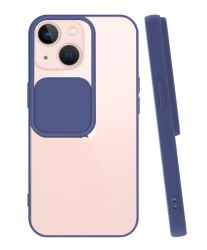 Eiroo Lens Lid iPhone 13 Mini Lacivert Silikon Kılıf - Eiroo