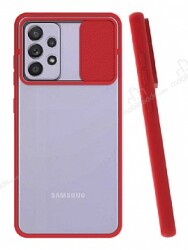 Eiroo Lens Series Samsung Galaxy A72 / A72 5G Kırmızı Silikon Kılıf - Eiroo