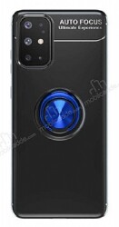 Eiroo Liquid Ring Samsung Galaxy A31 Standlı Lacivert-Siyah Silikon Kılıf - Eiroo