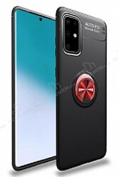 Eiroo Liquid Ring Samsung Galaxy M31s Standlı Kırmızı-Siyah Silikon Kılıf - Eiroo