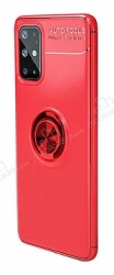 Eiroo Liquid Ring Samsung Galaxy S20 Plus Standlı Kırmızı Silikon Kılıf - Eiroo