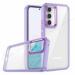 Eiroo Luxe Samsung Galaxy A34 Silikon Kenarlı Mor Rubber Kılıf - Eiroo