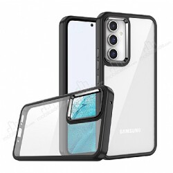 Eiroo Luxe Samsung Galaxy A34 Silikon Kenarlı Siyah Rubber Kılıf - Eiroo