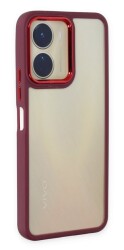 Eiroo Luxe vivo Y16 Silikon Kenarlı Bordo Rubber Kılıf - Eiroo