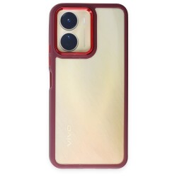 Eiroo Luxe vivo Y16 Silikon Kenarlı Bordo Rubber Kılıf - 2