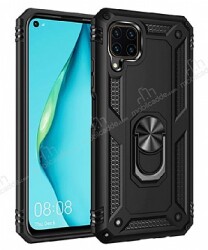 Eiroo Magnet Ring Huawei P40 Lite Ultra Koruma Siyah Kılıf - Eiroo
