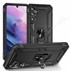 Eiroo Magnet Ring Samsung Galaxy A34 Ultra Koruma Siyah Kılıf - Eiroo